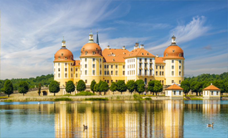 Blick zum Schloss Moritzburg
