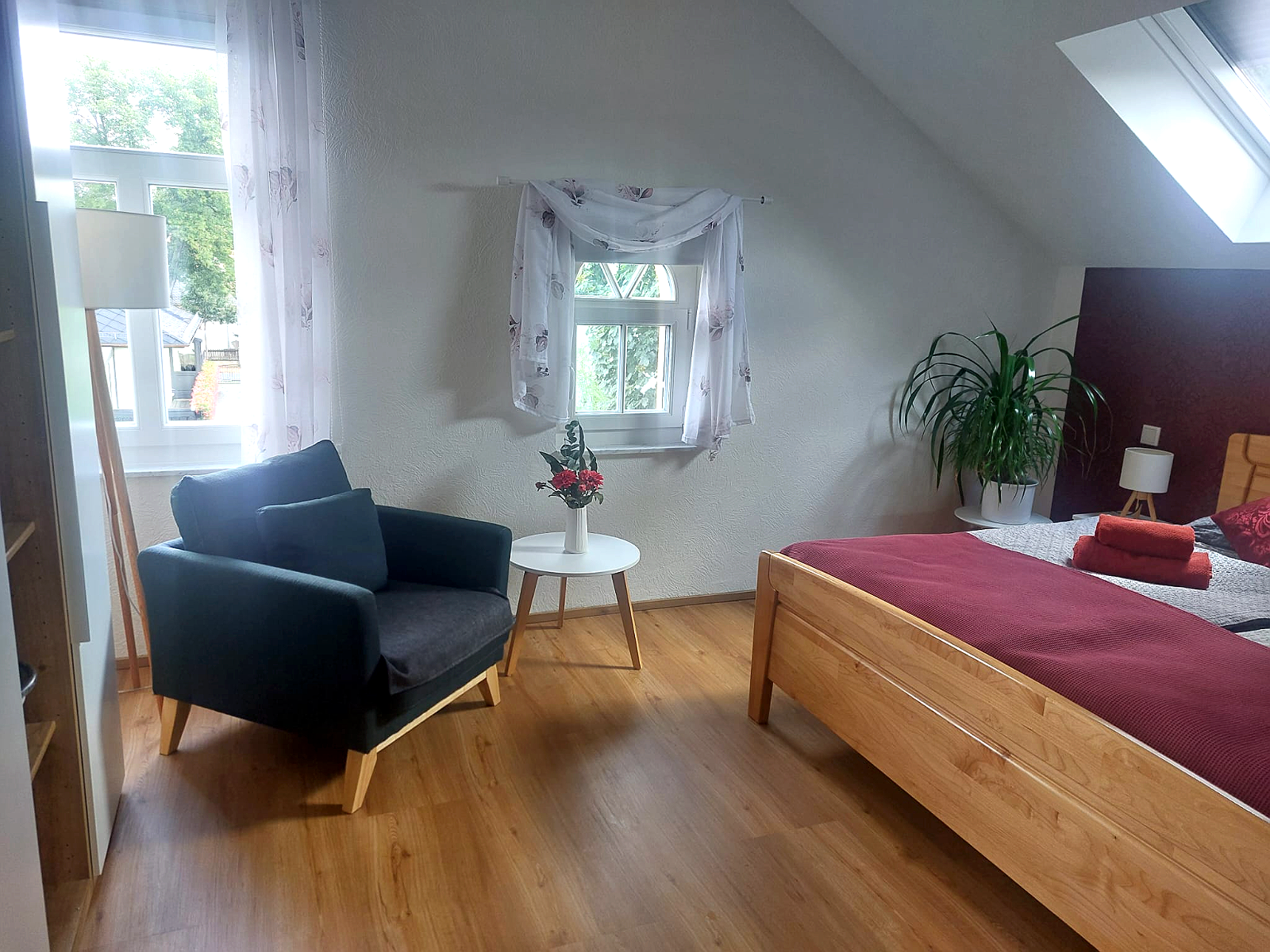Zweites Schlafzimmer mit Einzelbetten im Wasserturm